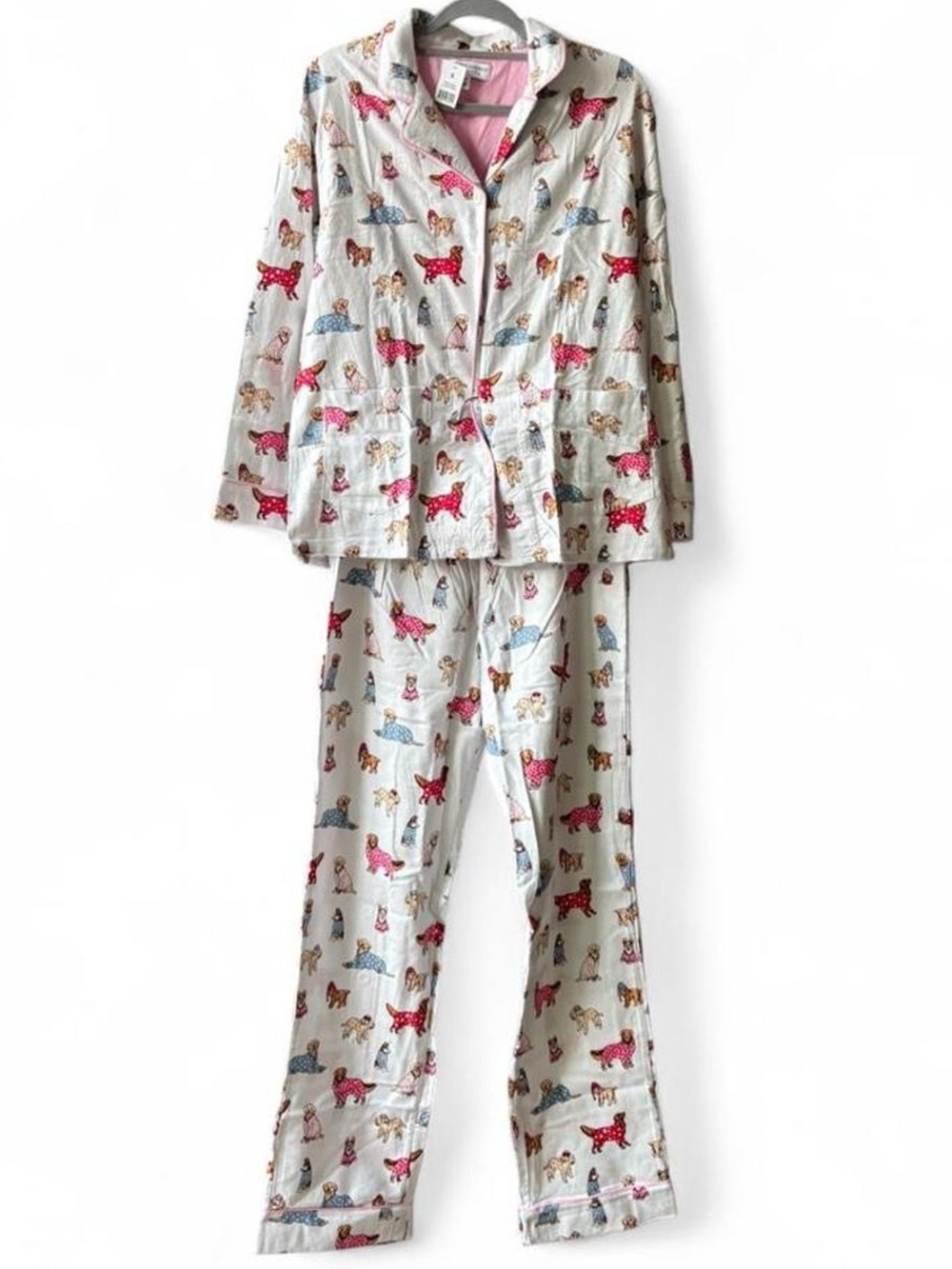 NWT Karen Neuburger Puppy Dog Print Flannel PJ Set Size S